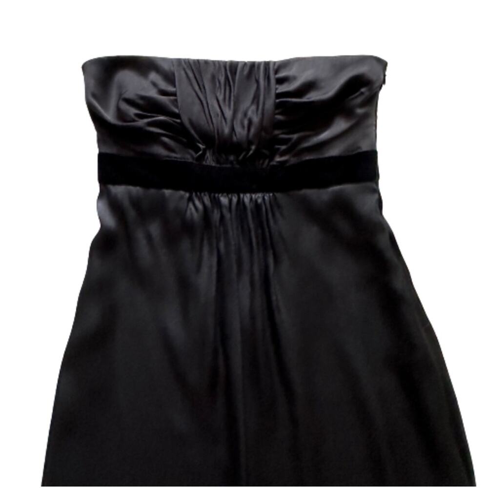 Banana Republic Dress Black Silk Strapless Velvet Ribbon Waist LBD Size 2 NEW - Picture 3 of 12